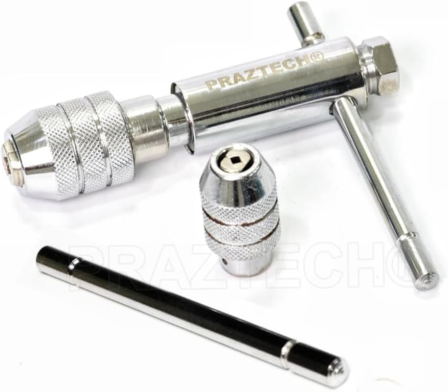 PRAZTECH® Interchangeable Reversible Ratchet T-Handle Tap Wrench Holder Set | Premium Quality Finish | Easy Use Workshop DIY Tool