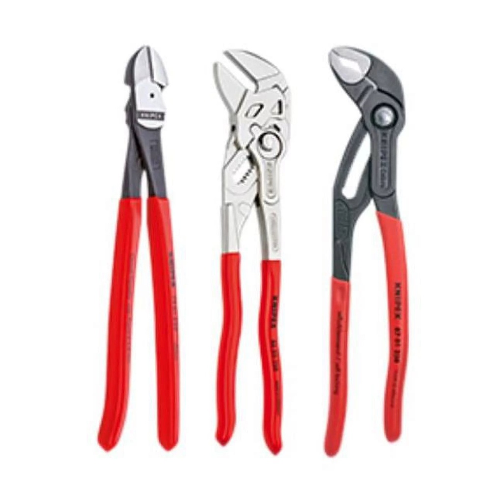 10 In. Pliers Set - Cobra Water Pump Pliers, Pliers Wrench & High Leverage Diagonal Cutter - 3 Piece