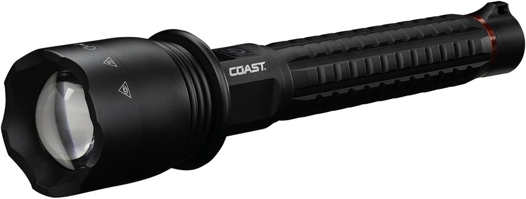 Coast XP40R 8000 Lumen Rechargeable Dual-Power LED Flashlight with Poweriq™ Real-Time Display, 5 Light Modes, Ultra View Flood Beam, Push/Pull Focus