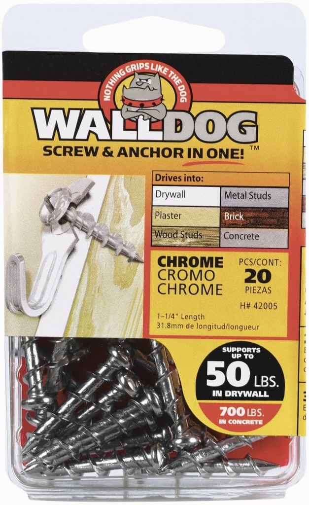 Hillman 3/16 In. Dia. X 1-1/4 In. L Chrome Pan Head Walldog Screw & Anchor 20 Pk