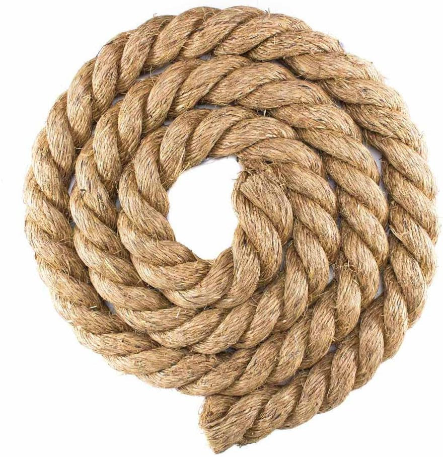 Twisted Manila Hemp Rope (2 Inch X 100 Feet)