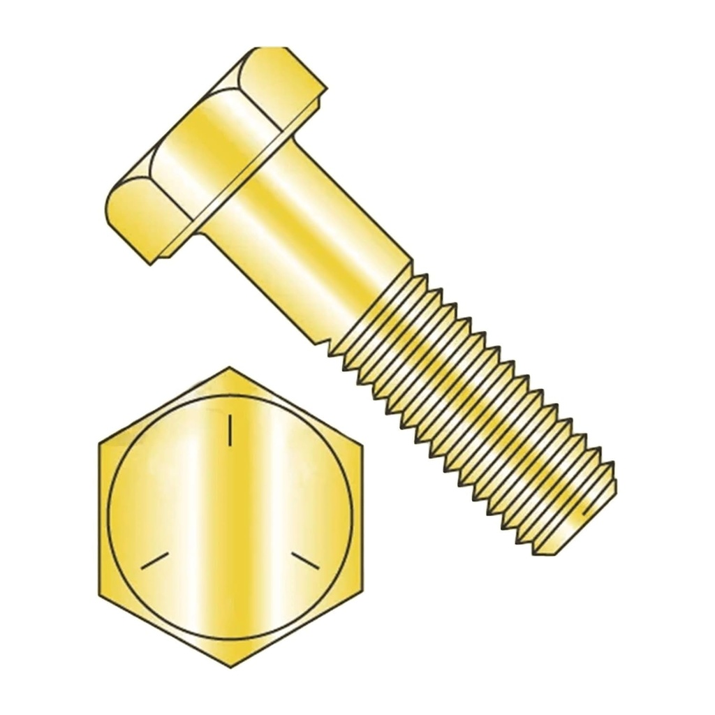 Newport Fasteners Hex Bolts, Grade 5 Yellow Zinc, 1/4"-20 X 2 3/4" (Quantity: 100 Pcs) Partially Threaded UNC Thread (Thread Size: 1/4") X (Length: 2 3/4")