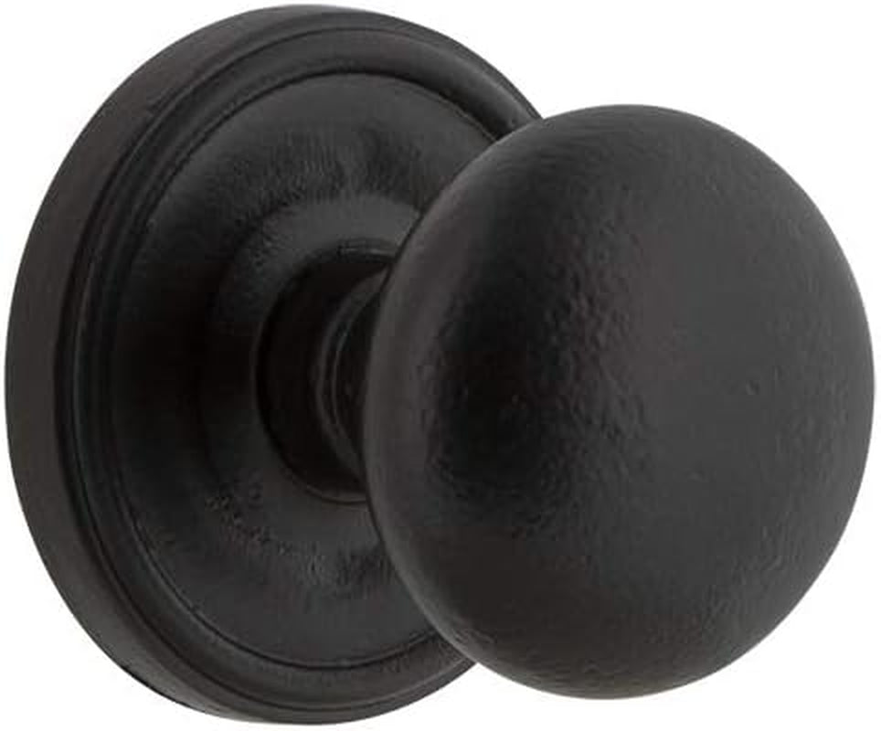 Loch Rosette Privacy with Keep Knob in Black Iron - Universal Handing