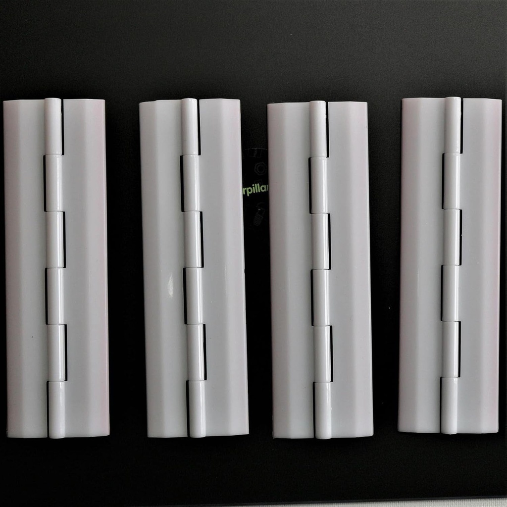 4 X 150Mm White Acrylic Hinges. No Glue Required, Self Adhesive. White Plastic Acrylic, 5 29/32-4 Pack-