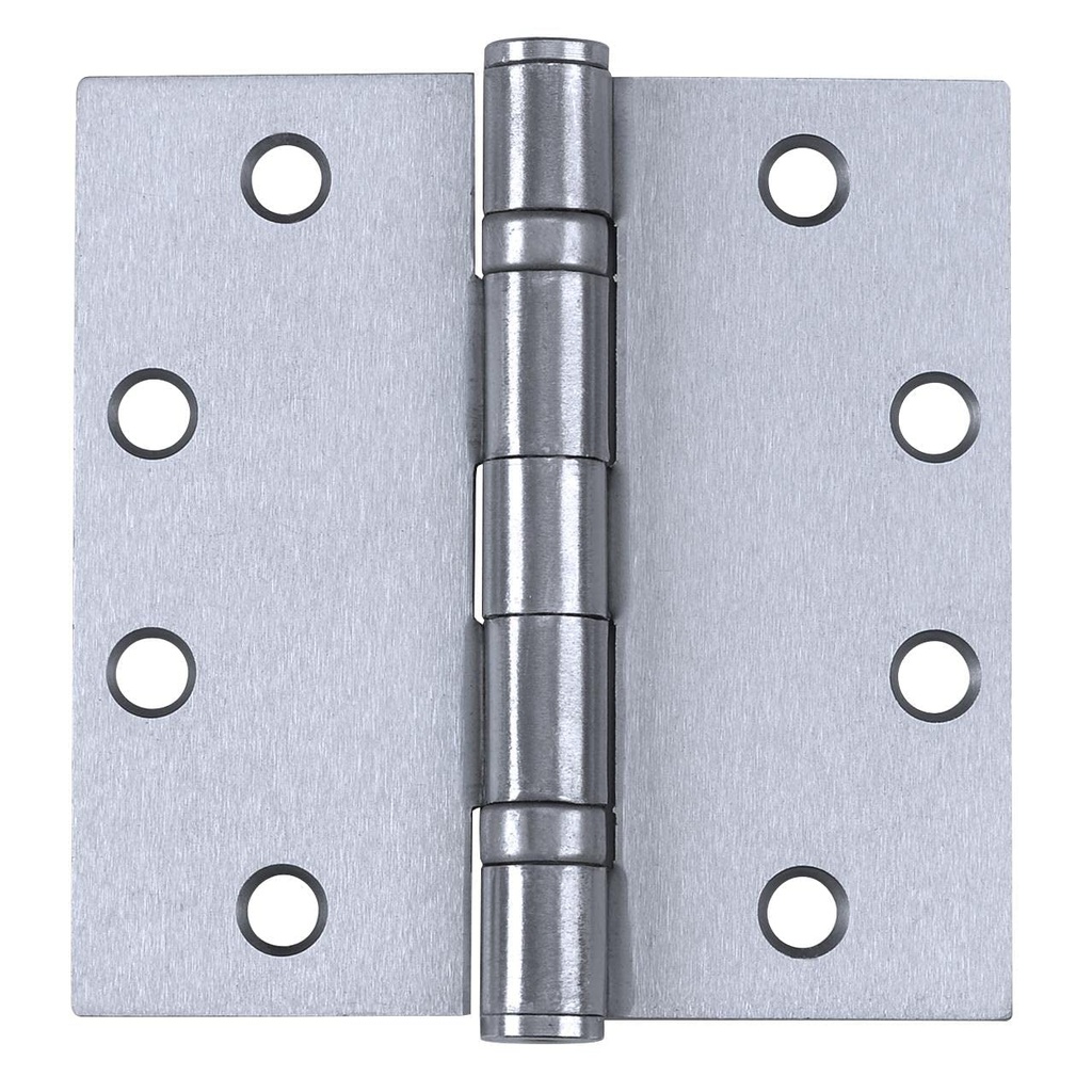 Tell Manufacturing Ball Bearing Hinges with Non-Removable Pin, 4.5X4.5 Inch Commercial Full Mortise Square Hinge 3 Pack in Satin Chrome with a Template Screw Pattern, HG100005
