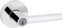 Kwikset Milan Entry Door Handle with Lock and Key, Secure Keyed Reversible Lever Exterior, Doorlock, for Front Entrance and Bedrooms, Polished Chrome, Pick Resistant Smartkey Rekey Security