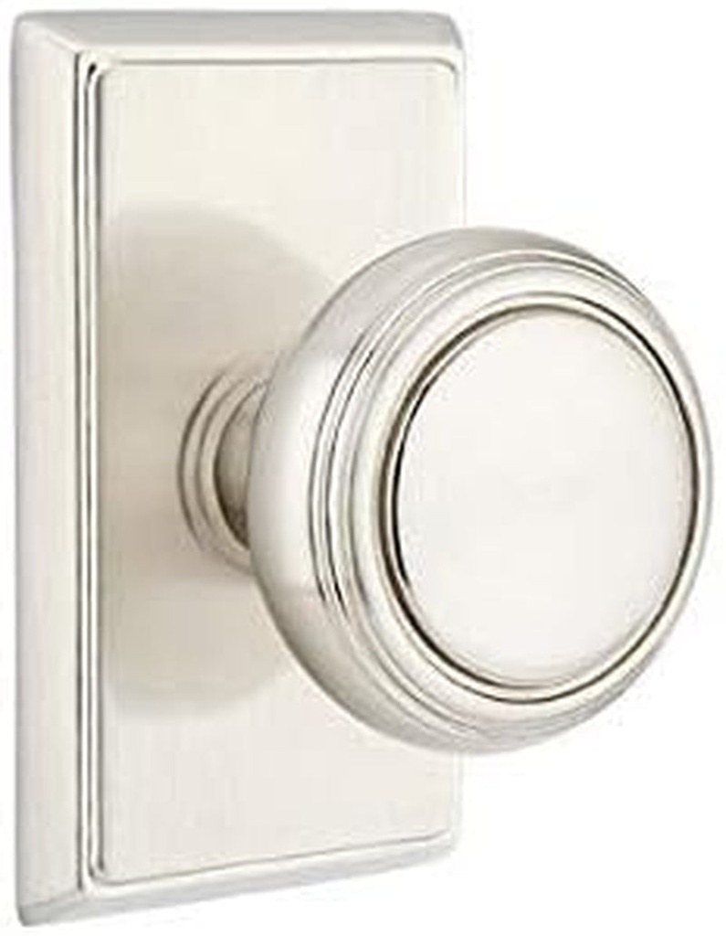 Emtek Privacy Set, Rectangular Rosette, Norwich Knob, Satin Nickel US15