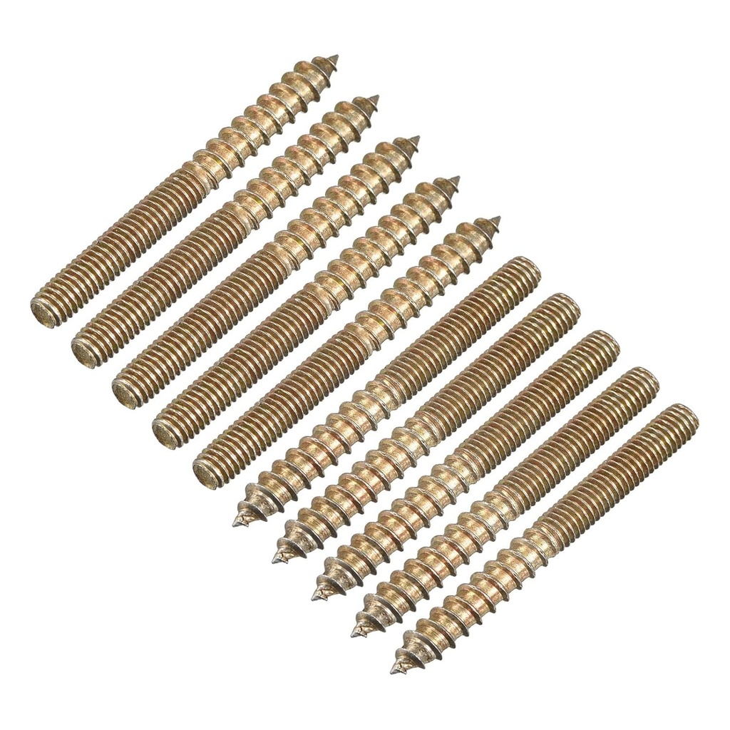 Uxcell M6X60Mm Hanger Bolts, 120Pcs Double Ended Thread Dowel Screws for Wood Furniture Connecting