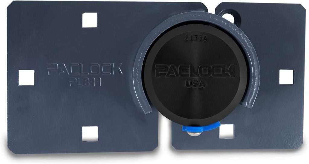 Paclock'S KT2173A/811 Hasp and Puck Combo Kit, Buy American Act Compliant, High Security 6-Pin Cylinder, One Lock Keyed to #26543 W/ 2 Keys, Black Anod. Alum. Puck, Double Coated Grey Hasp