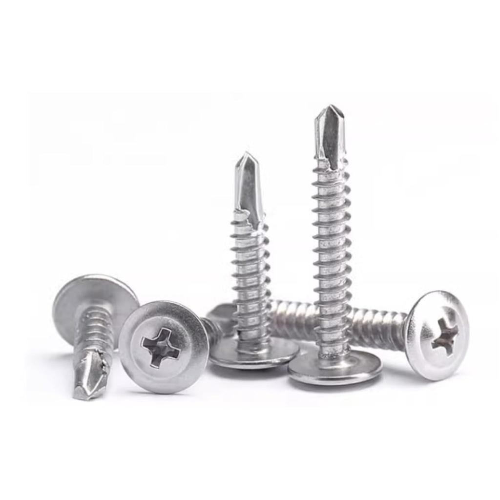 410 Stainless Steel round Head Cross Tape Drill Tail Screws, Self-Tapping Screws, Self-Drilling Screws, Metal Plate Screws#8（#8X1/2=400Pcs）
