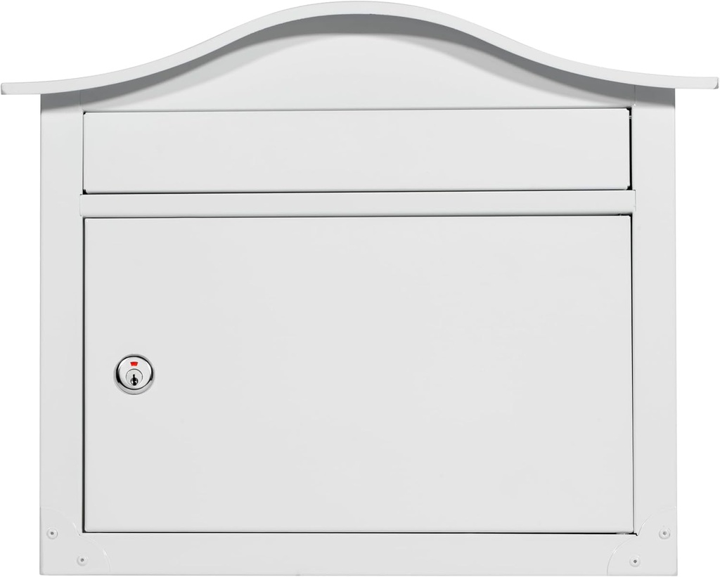 Architectural Mailboxes Saratoga Galvanized Steel, Locking, Wall Mount Mailbox, 2550W-10, White, Medium Capacity