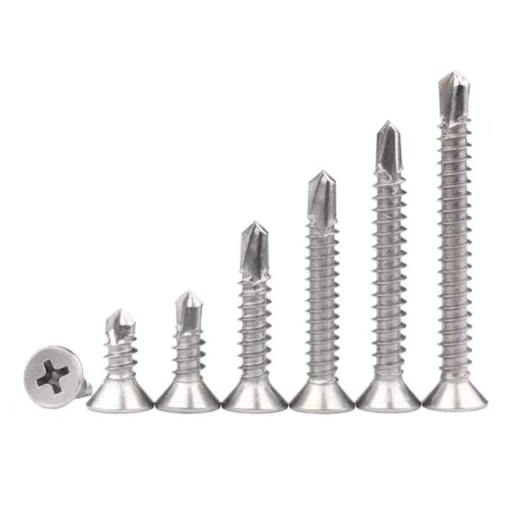 410 Stainless Steel Flat Head Cross Drill Tail Screws, Countersunk Head Screws, Self-Drilling Screws, Metal Plate Screws#8（#8X1/2=1000Pcs）