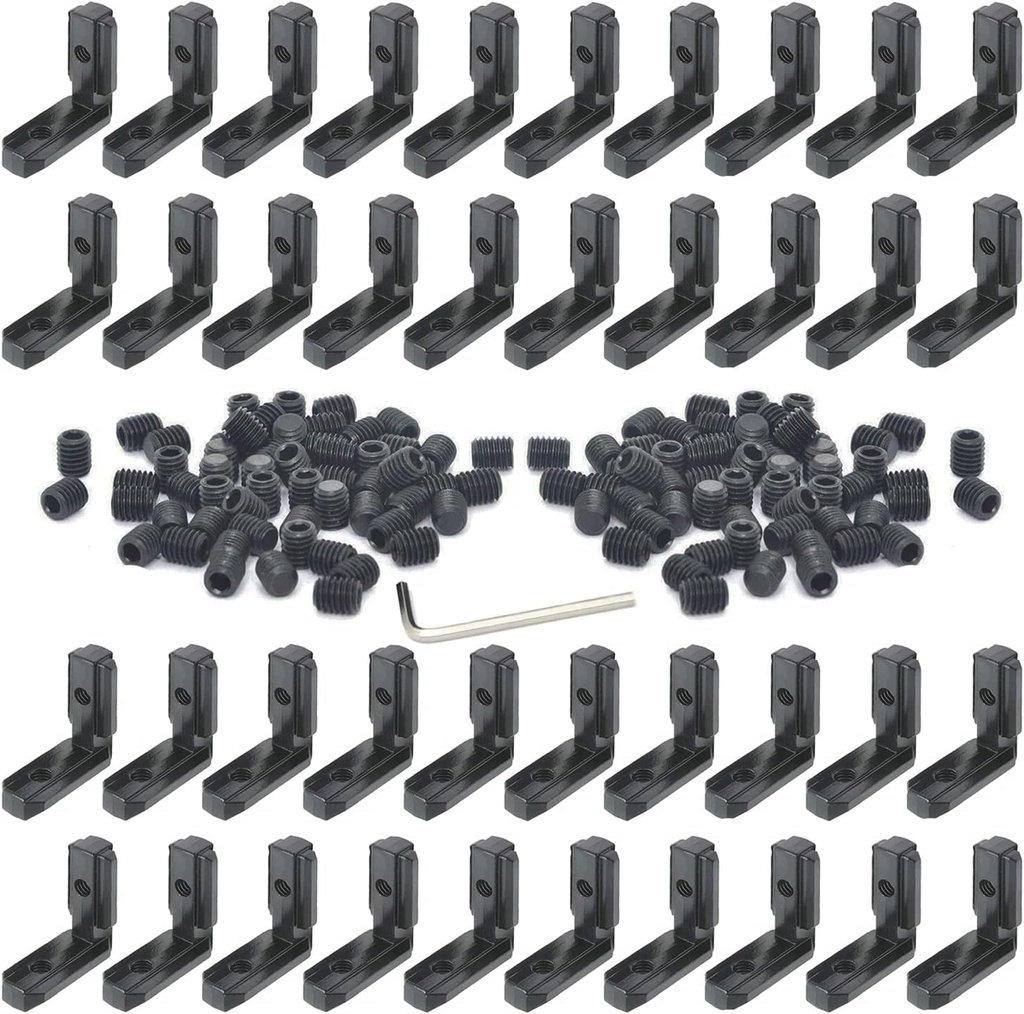 40PCS 2020 Extrusion Connectors 2020 Aluminum Extrusion Corner with 40PCS 2020 Aluminum Extrusion Profiles T Slot L Bracket 80PCS Screws