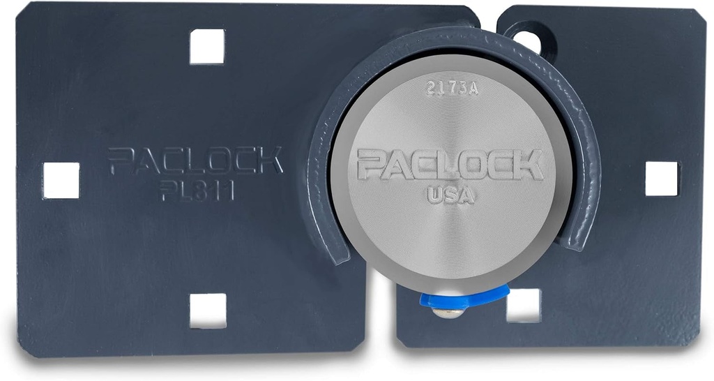 Paclock'S KT2173A/811 Hasp and Puck Combo Kit, Buy American Act Compliant, High Security 6-Pin Cylinder, One Lock Keyed to #26540 W/ 2 Keys, Silver Anod. Alum. Puck, Double Coated Grey Hasp