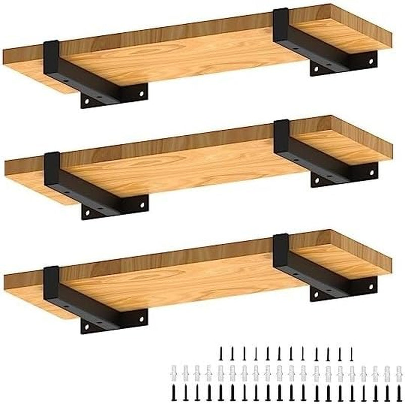 6 Pcs Heavy Duty Shelf Brackets 8 Inch Industrial Metal Floating Bracket Shelving Supports Wall Mounted with Lip (Not Included Planks)