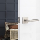 Canal Interior Door Lever, Heavy Duty Door Handle with 28 Degree Latch, Modern Locks, Ideal Handle for Bedroom/Bathroom & Hall/Closet, Satin Nickel (Passage - Right Hand)
