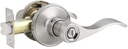 Probrico Satin Nickel Privacy Door Handle Reversible for Left and Right Handed Doors, Interior Wave Style Levers Knob Lockset for Bed/Bathroom, Keyless, 1 Pack