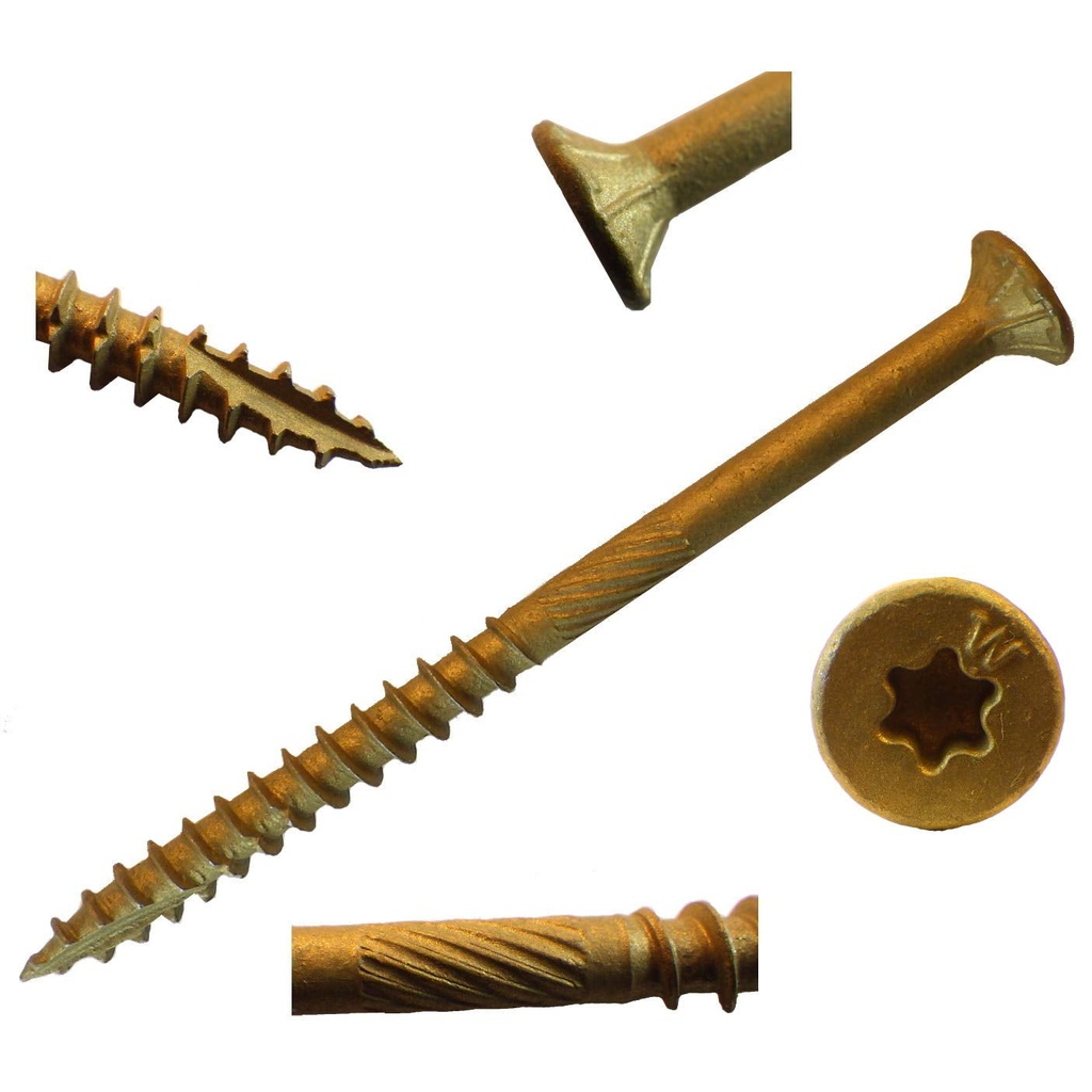 (5 LB) Big Timber 5BTX9318 9 X 3-1/8" Bronze Star Flat Head Screws (Approx. 380)