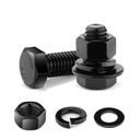 1/2-13 X 1" Hex Head Screw Bolt, Nuts, Flat & Lock Washers, 20Pcs 18-8 (304) Stainless Steel, Fully Threaded, Black Oxide by SG TZH