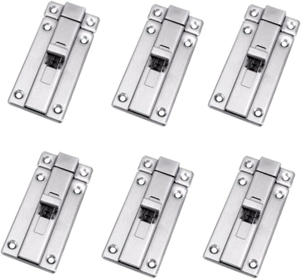 ESUPPORT 6 Pack Barrel Bolt Latch Slide Lock Thickened Stainless Steel Brushed Finish for Bathroom Door Security with Mounting Screws