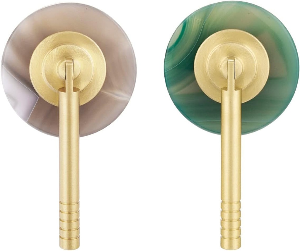 Rockcloud Pack of 2 Agate Slice Drawer Knob with Screw, Handmade Pull Handle Door Pulls for Cabinet Wardrobe Kitchen Cupboard Decorative, Natural Color + Blue Color