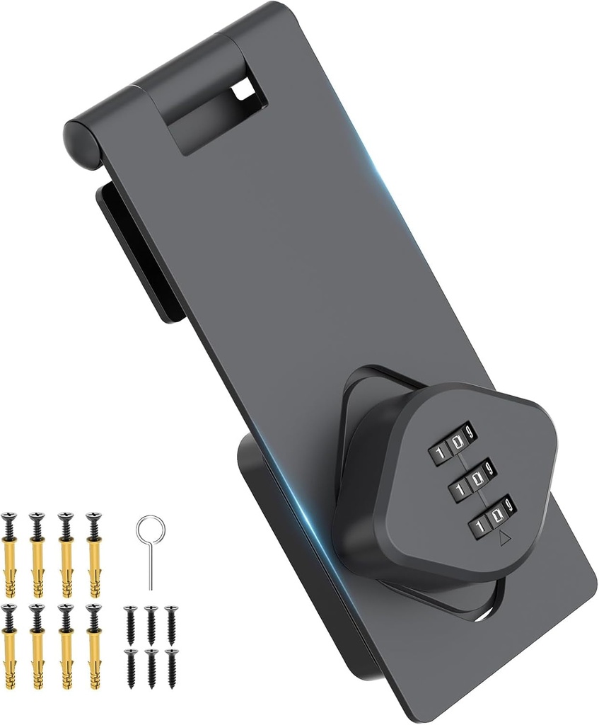 2Pcs Keyless Closet Door Lock, 3-Digit Combination Lock, Cabinet Password Hasp Lock Latch, Sliding Closet Door Lock for Double Door, Cabinet, Locker, Refrigerator, Barn Door, Bathroom, Garden