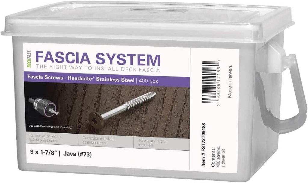 Deckfast Stainless Steel Fascia Screws 9 X 1-7/8" T-20 Star Drive Java 400 Pieces
