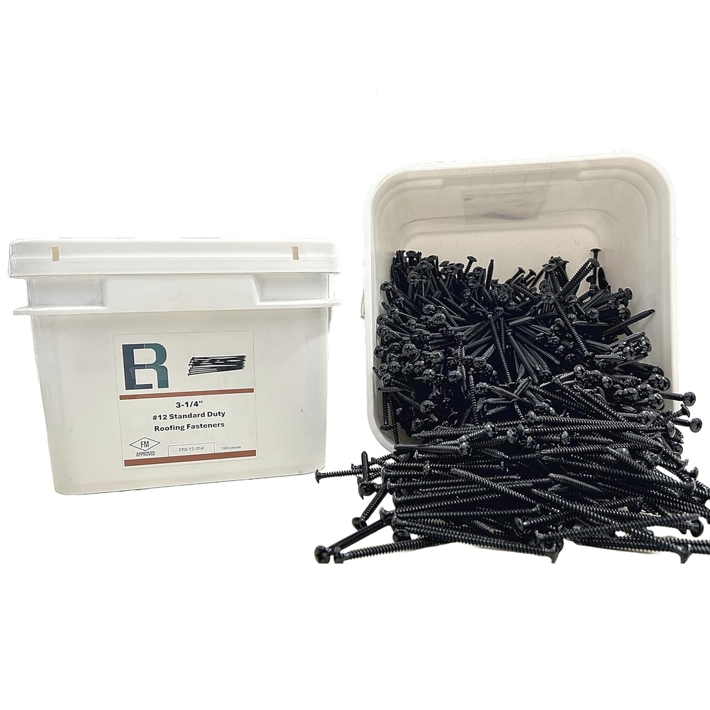 ERS #12 3-1/4" (1000Pc) FM Approved Fasteners. Self-Tapping into Metal/Wood Decks, EPDM, Insulation, TPO. Ideal for All Roofing Jobs - Durable Material