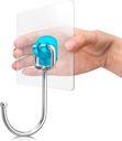 Antimbee 30-Pack Adhesive Wall Hooks, Heavy Duty Hooks 37 Lb(Max),Sticky Wall Hooks Fit Home, Bathroom, Kitchen, Office and Outdoor (Transparent Cyan)