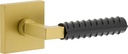 Viaggio Quadrato Rosette Satin Brass Passage with Satin Black Contempo Rebar Lever