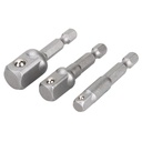 3Pcs Drill Socket Adaptor Hex Drive to 1/4" 3/8" 1/2" Drive Impact Driver
