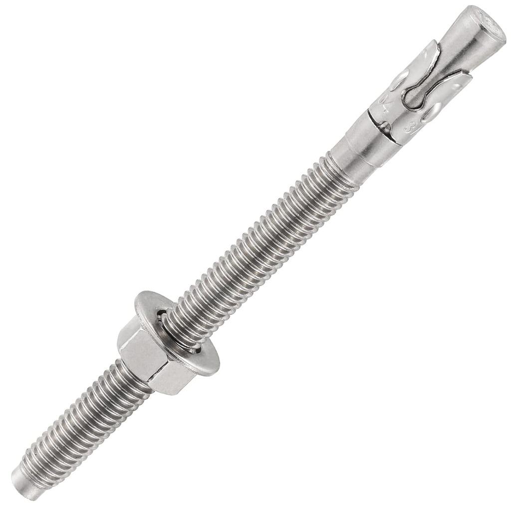 5Pcs 5/8X6" Inch Standard Fasteners for Heavy-Duty 304 Stainless Steel Wedge Anchors for Cement and Concrete