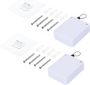 MECCANIXITY Punch Free Automatic Sensor Door Closer 59.1" Retractable Cable Lock for Home Office Doors 800G 2Set White with Adhesive Sticker Hook Screw Expansion Nail Sleeve
