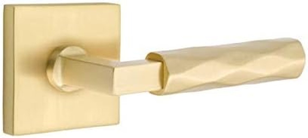 Emtek Select Privacy, Square Rosette, L-Square Stem, Tribeca Lever (Right Hand, Satin Brass)