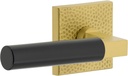 Viaggio Quadrato Hammered Rosette Satin Brass Privacy with Satin Black Contempo Smooth Lever