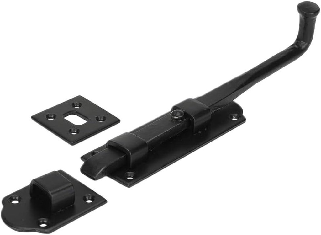 A29 Iron Surface Slide Bolt 9 1/2 Inches Gate Latch Black Powder Coat Finish