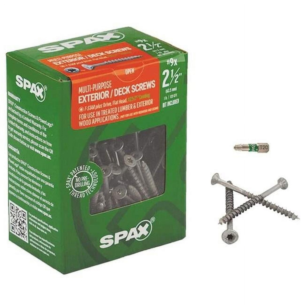 SPAX 2-1/2 In. L Flat Head Multi-Purpose Screws 1 Lb. 109 Pk - Case Of: 5;5