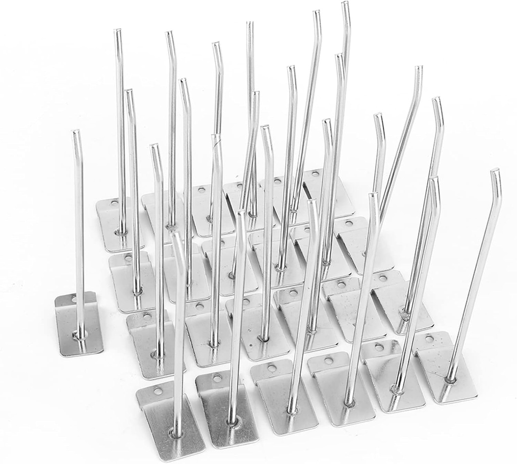 DEWIN 6'' Slatwall Hooks 25 Pcs Slatwall Panel Hooks Metal Slat Wall Display Panel Hooks Heavy Duty Slat Board Accessories Pegboard Gridwall Hook for Garage and Shop