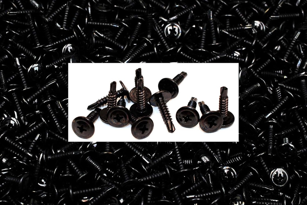 (3000) Black Zinc Phillips Mod Truss Head #8 X 3/4 Self-Drilling Lath Tek Screws