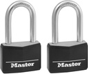 Master Lock Padlock, Covered Aluminum Lock, 1-9/16 In. Wide, Black, 141DLF (Twо Pаck)