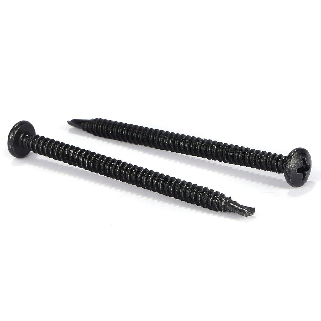 #10 X 2-3/4" Sheet Metal Screws 100Pcs 410 Stainless Steel Pan Head Tek Screws Fast Self Tapping Screws Black Oxide by SG TZH