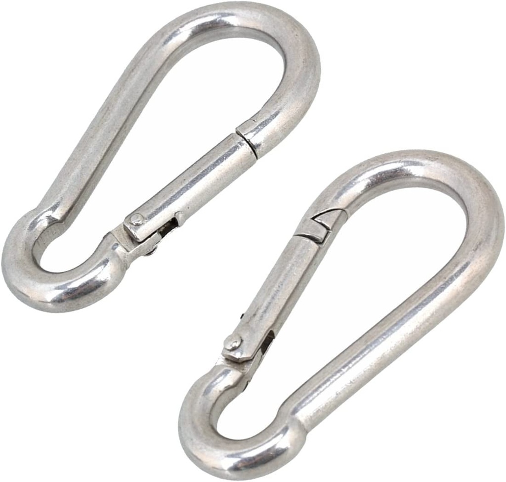 Sbds (Pack of 5) 3/8” (10 Mm) Diameter, 4” Length. Galvanized Steel Carabiner – Clip Snap Hook -Spring Loaded Karabiner-