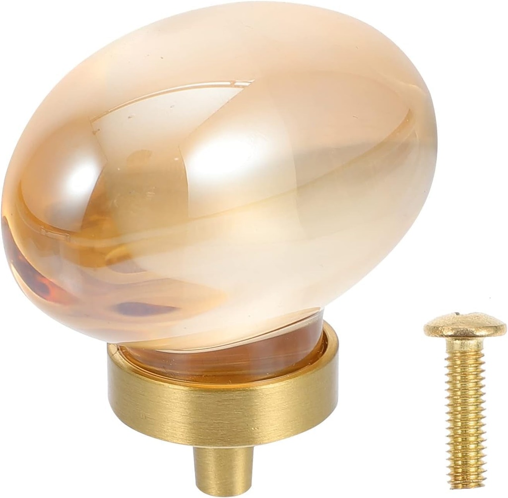 10 Pack Amber Glass Egg Shaped Gold Pulls