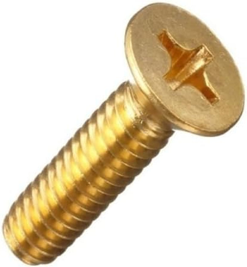 #10-32 X 3/4" Machine Screws, Brass, Flat Head, Phillips Drive, Full Thread, Plain Finish (Quantity: 100 Pcs)