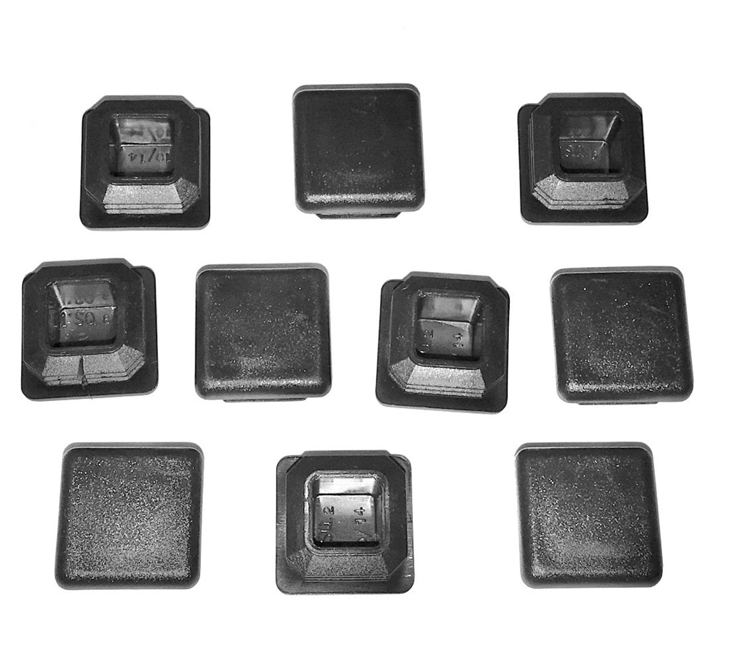 Sbds Made in USA (110 Pieces) Premier Quality Mixed Sizes Black Square Plastic LDPE Plugs Assortment. 10 Each – 11 Sizes - ½” to 2”. Glide Insert End Caps for Chair Table Stool Legs
