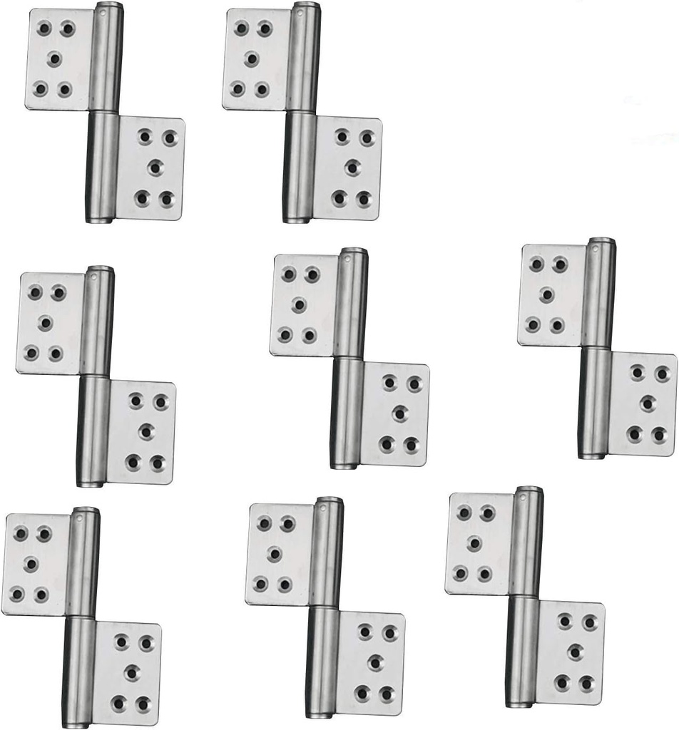 Set of 8 NUZAMAS Lift off Door Hinges (4 Pairs), 304 Stainless Steel, 360 Degree Rotation Door Flag Hinge, Two Leaves Detachable Slip Joint Butt Hinges for Window Cupboard Cabinet Doors