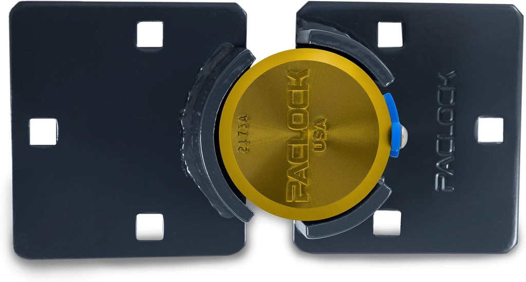 Paclock'S KT2173A/770 Hasp and Puck Combo Kit, Buy American Act Compliant, High Security 6-Pin Cylinder, One Lock Keyed to #26543 W/ 2 Keys, Yellow Anod. Alum. Puck, Double Coated Grey Hasp