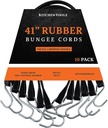 41" Inch 10 Pack Rubber Bungee Cords with Metal Hooks for Flatbed Trucks- Heavy Duty Tarp Tie down Straps