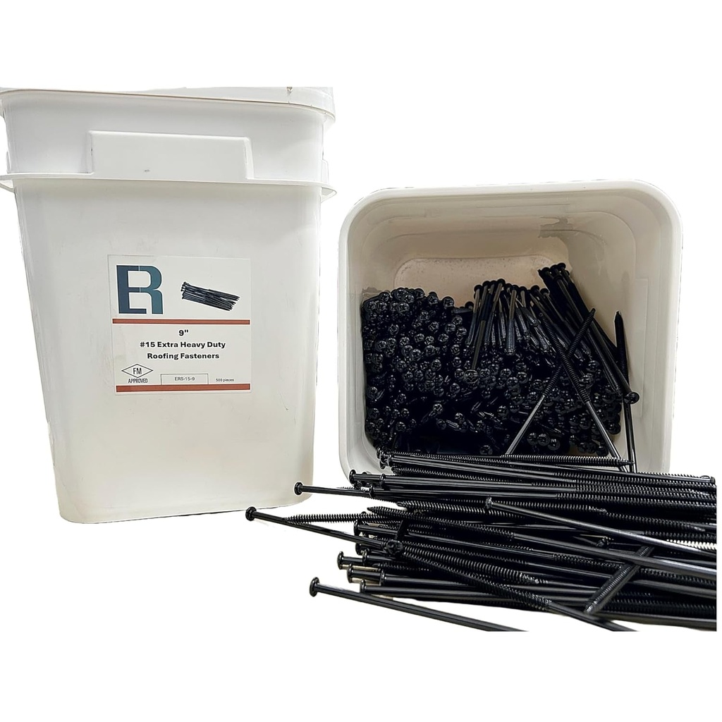 ERS #15 9" (500Pc) FM Approved Commercial Roofing Fasteners, Self Tapping into Metal and Wood Roofing Decks, EPDM, Insulation, and TPO. Essential Roofing Fasteners Are Ideal for All Roofing Jobs