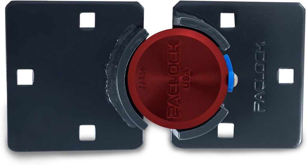 Paclock'S KT2173A/770 Hasp and Puck Combo Kit, Buy American Act Compliant, High Security 6-Pin Cylinder, One Lock Keyed to #26542 W/ 2 Keys, Red Anod. Alum. Puck, Double Coated Grey Hasp
